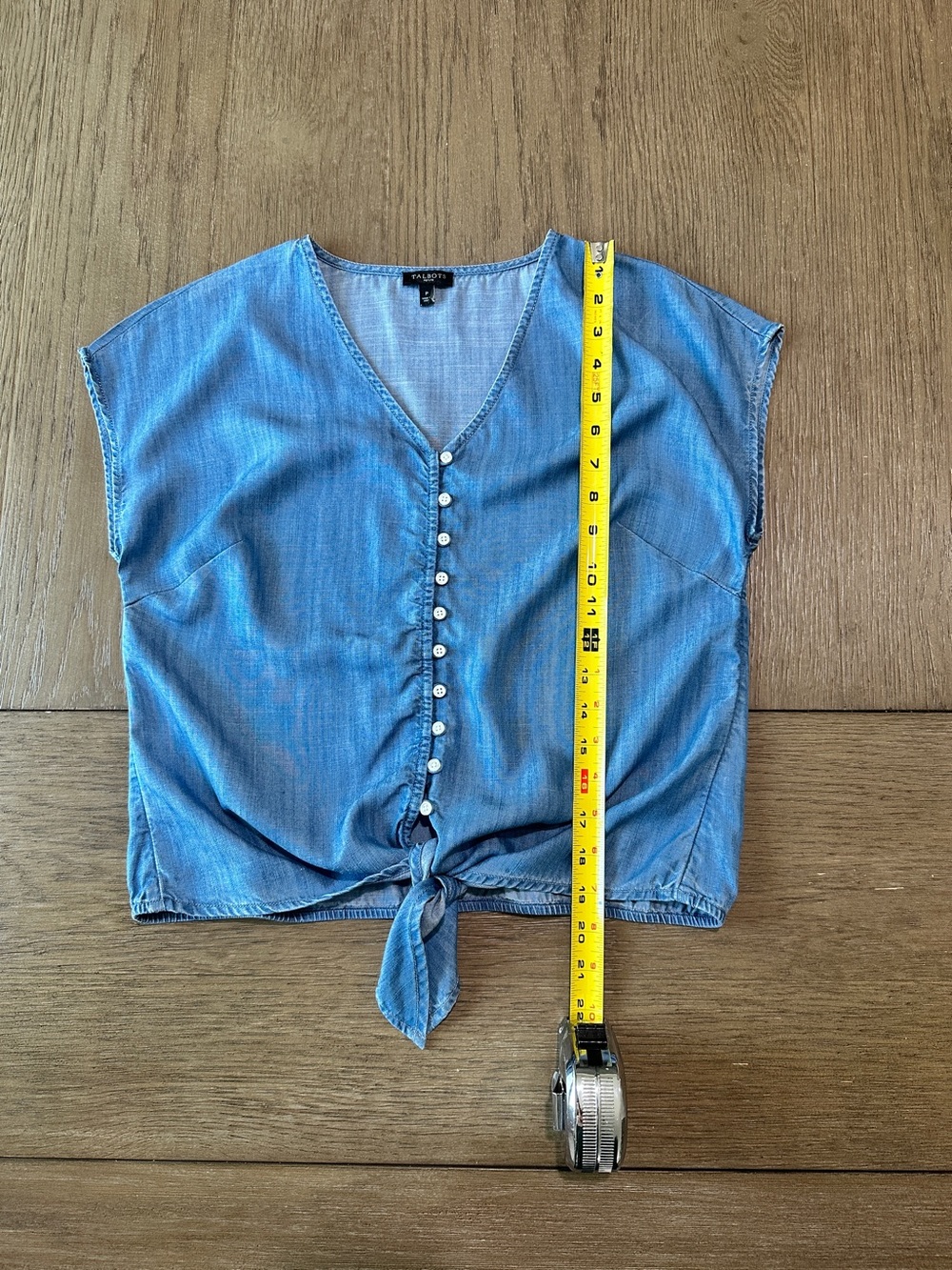 Talbots Button Down Tie Front Cap Sleeve Top Size Petite P - Picture 10 of 10